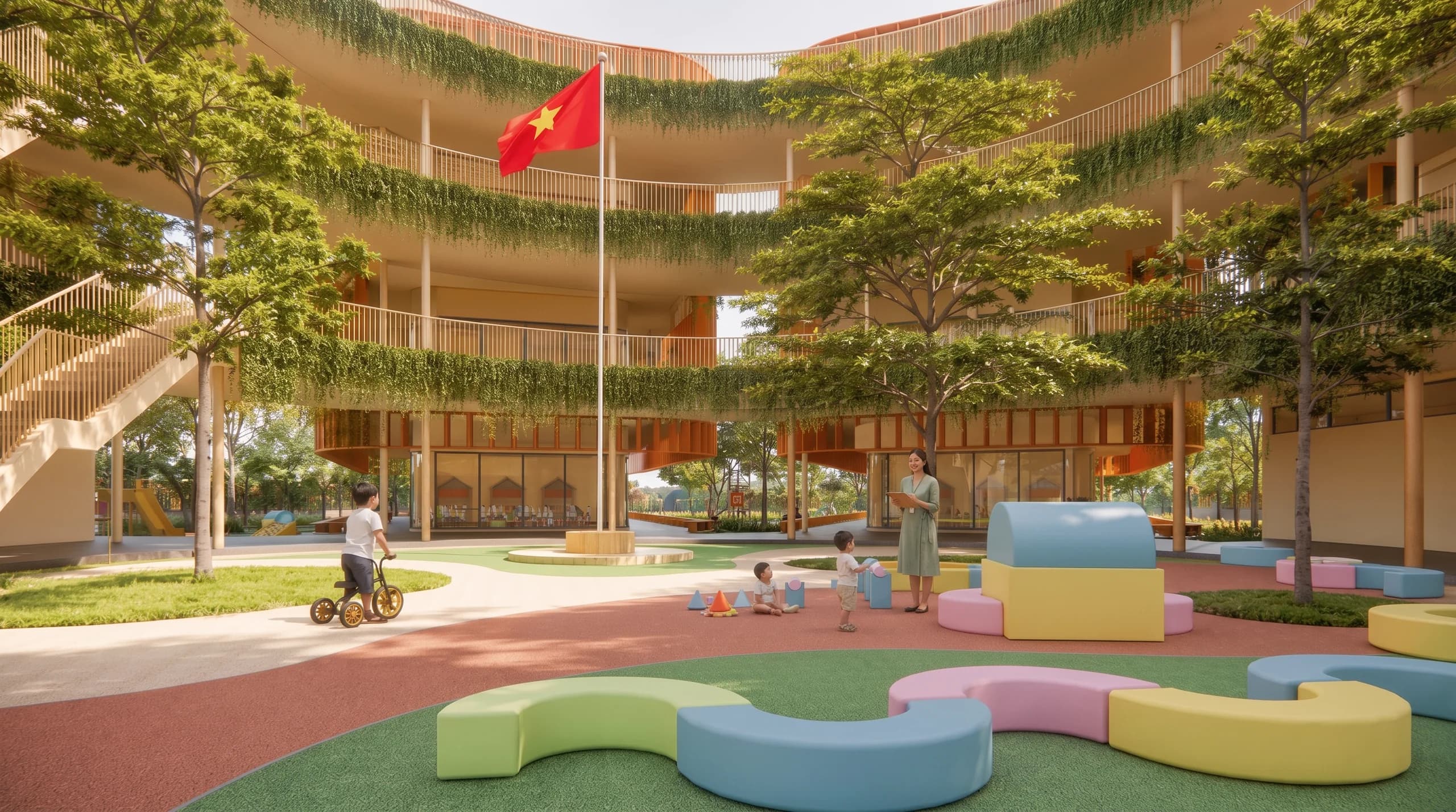 Cua Nam Kindergarten — architectural render 7