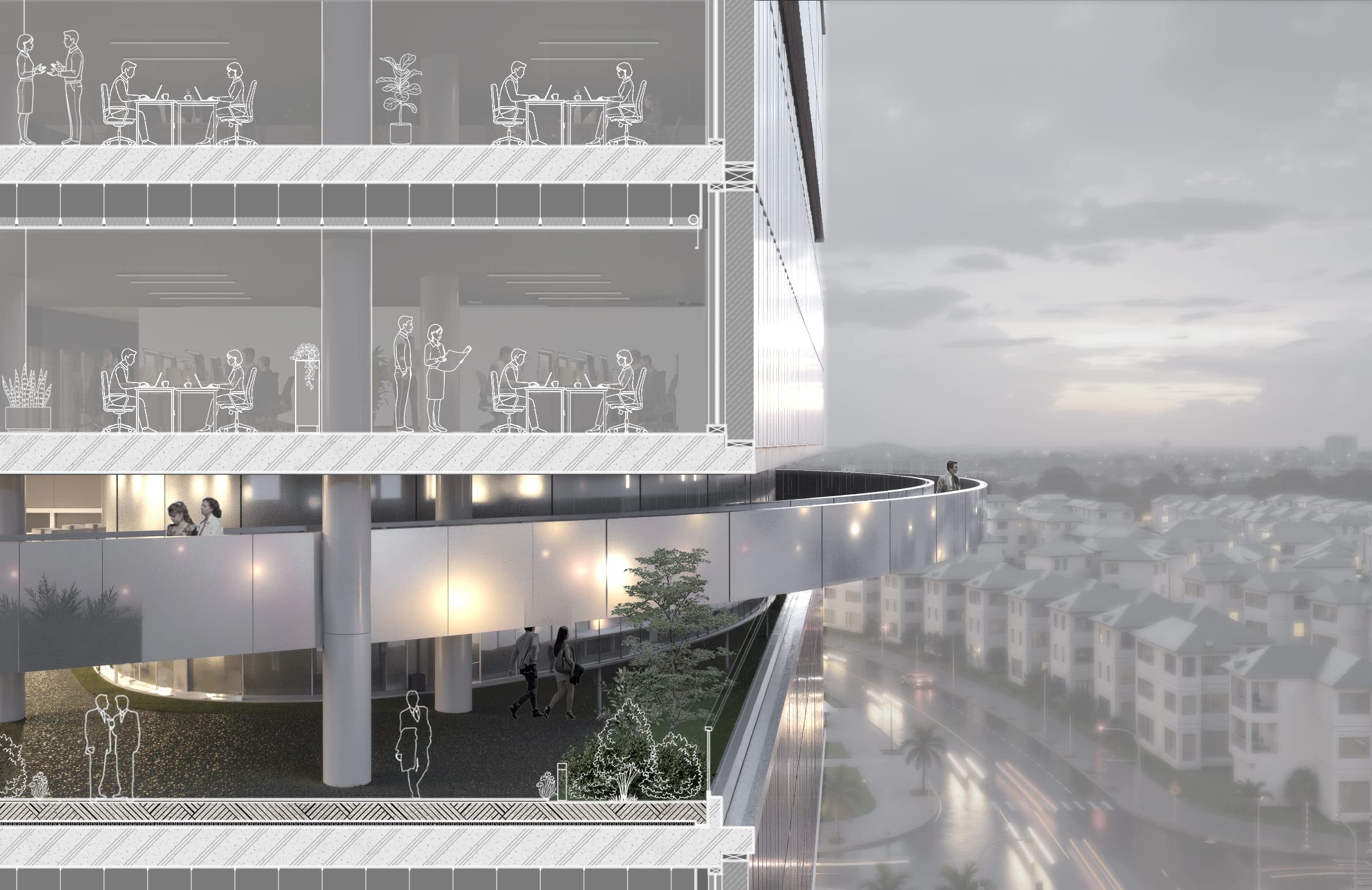 Son Hai - Elcom Tower — architectural render 3
